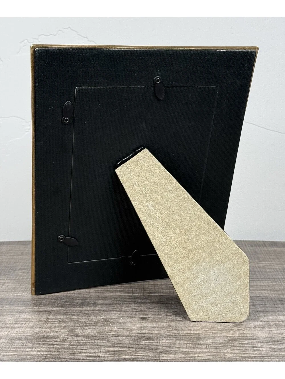 Vtg Floral Picture Frame Bejeweled Gold Black 4.5x6.5 Cottagecore Easel 10x8